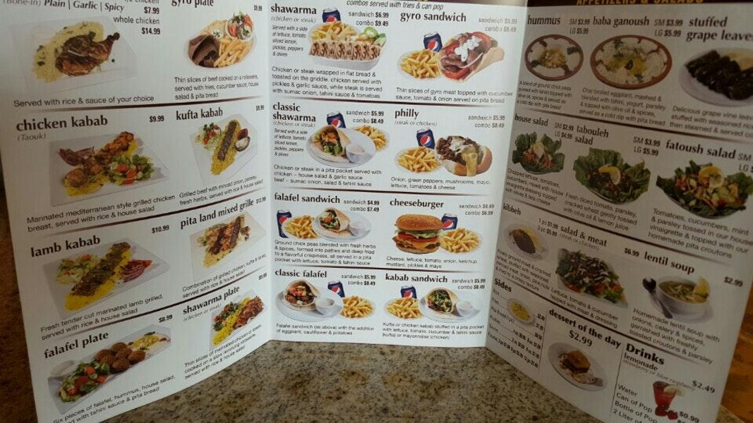 Menu at Pita Land Grill & Halal Meat Shop restaurant, Fishers