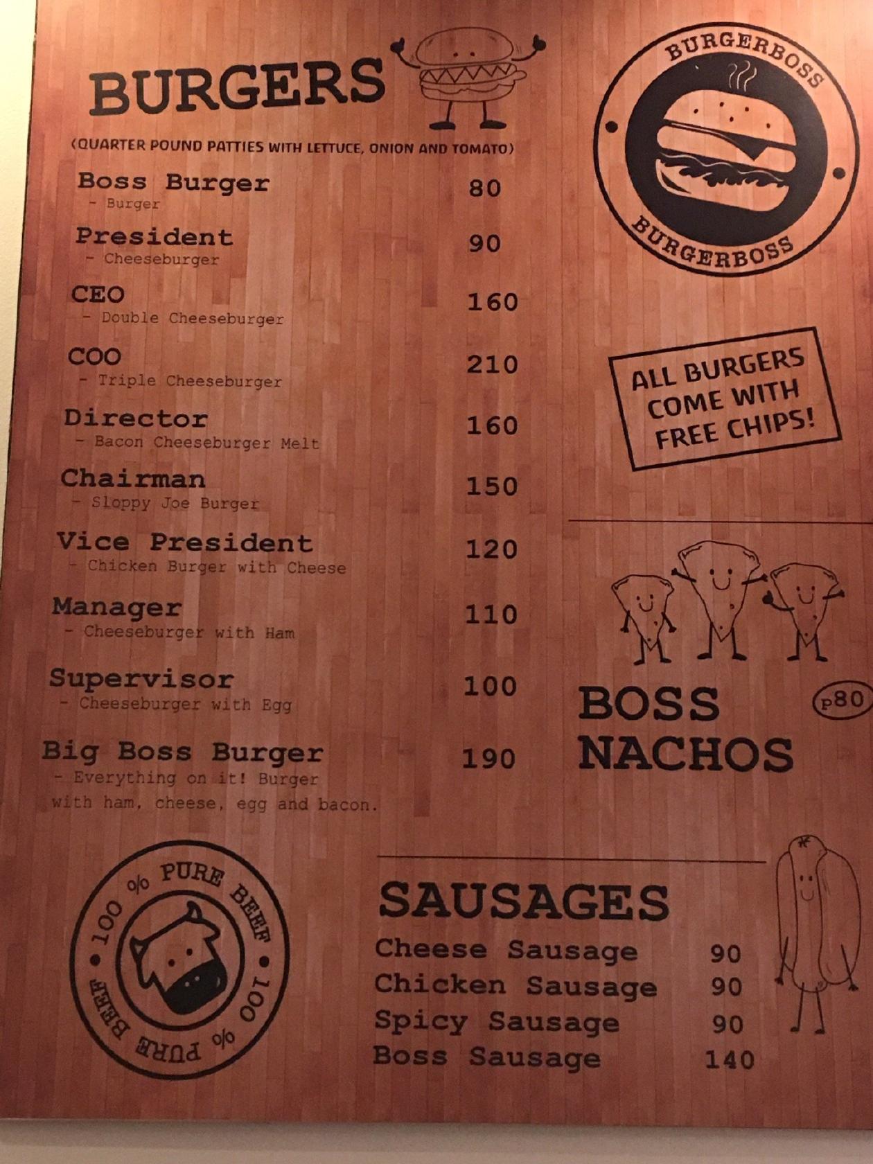 Menu At Burger Boss Restaurant Quezon City Shorthorn Street