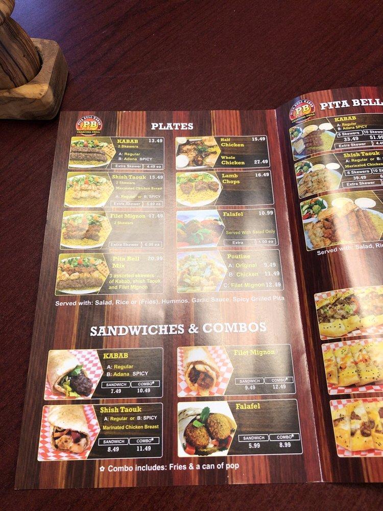 Menu at Pita Bell Kabab restaurant, Ottawa, Carling Ave