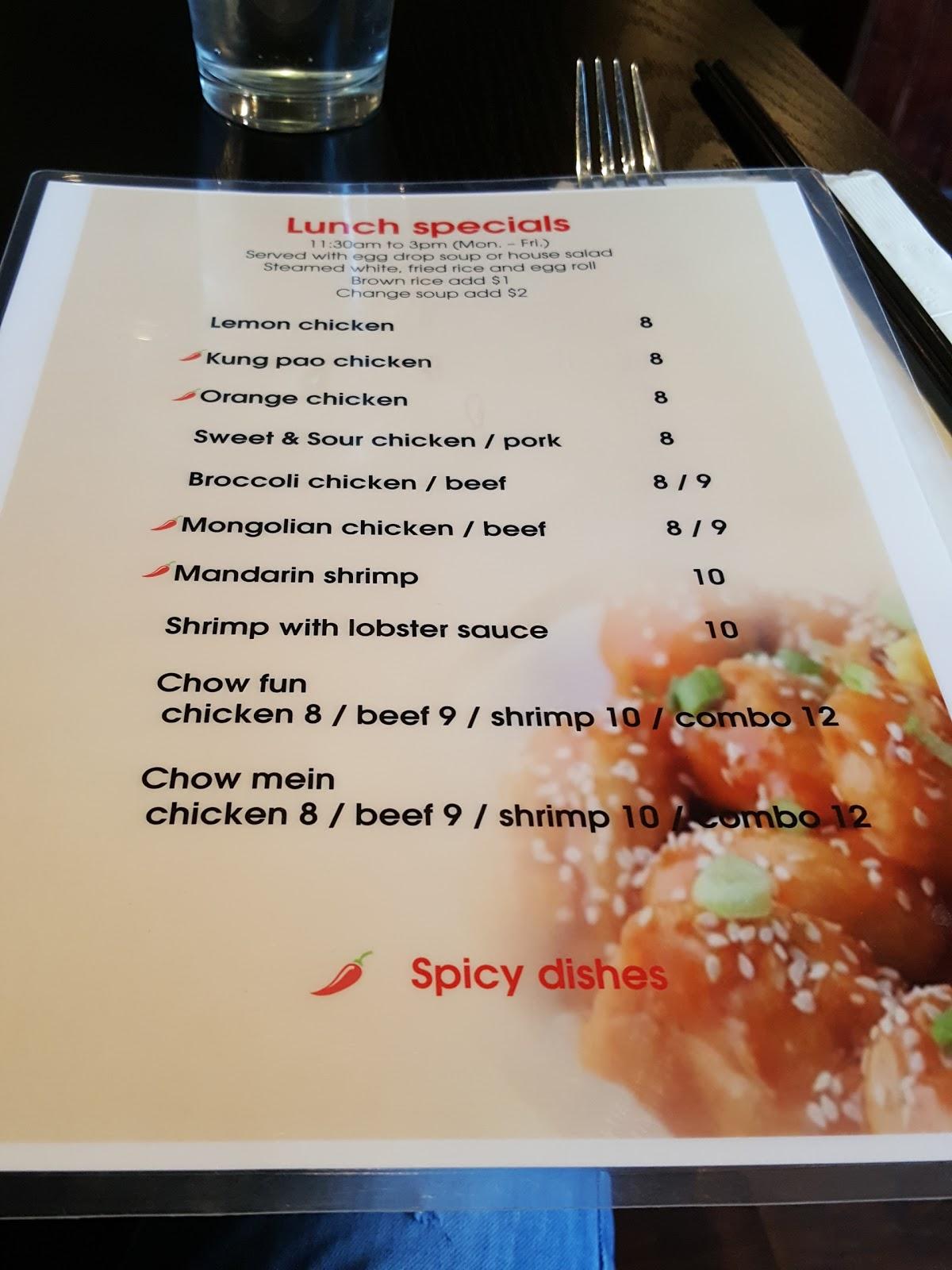 Menu at Chopsticks restaurant, Incline Village