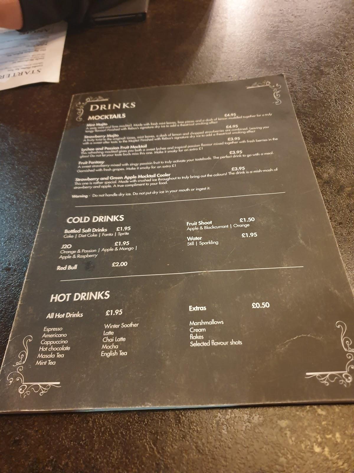 Menu at Steak and Lounge Restaurant, Leicester