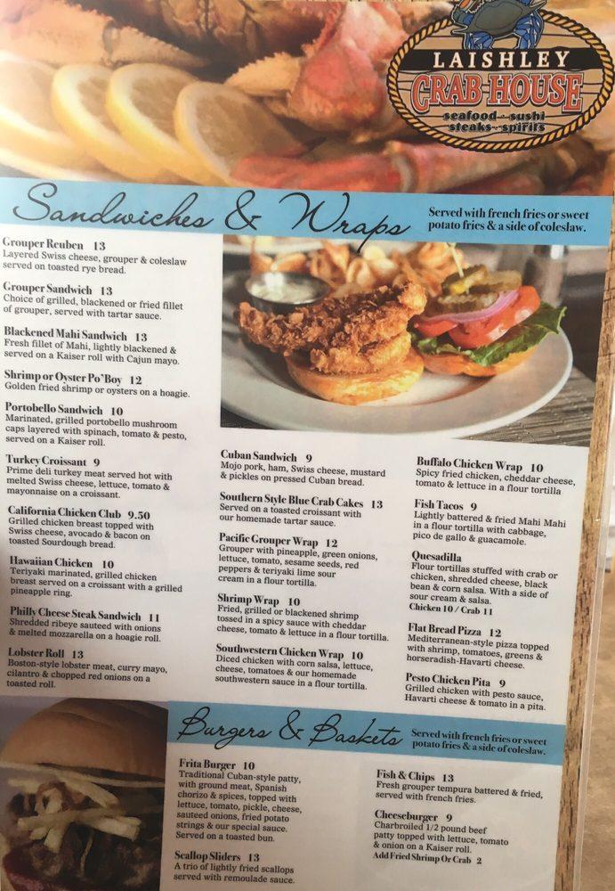 Menu at Laishley Crab House restaurant, Punta Gorda