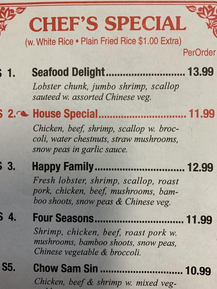 Menu at Sunrise China restaurant, Maryville