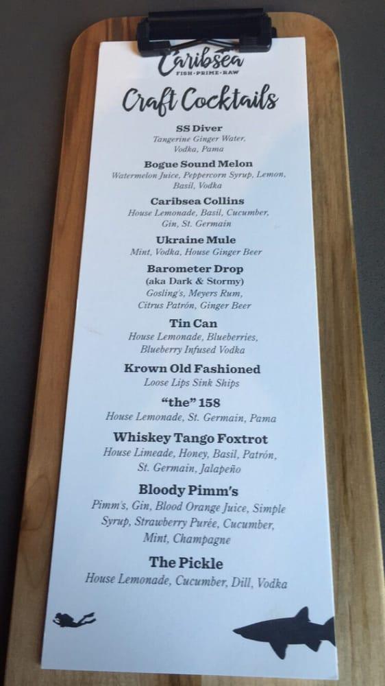 Menu at Caribsea restaurant, Emerald Isle