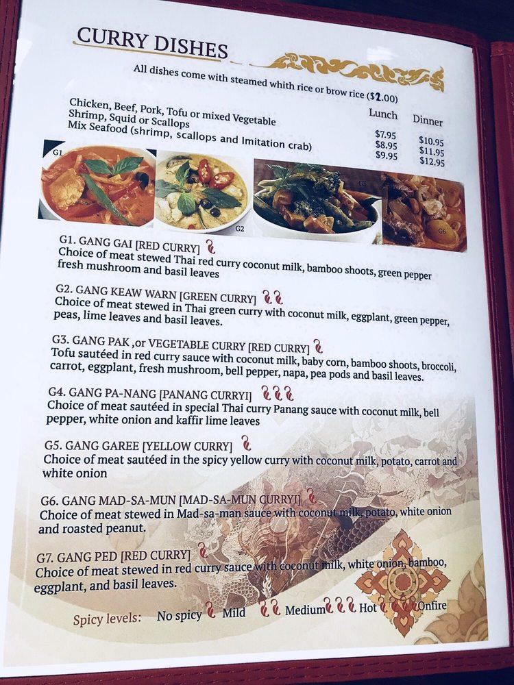 Menu at AAROYD THAI RESTAURANT, Warren