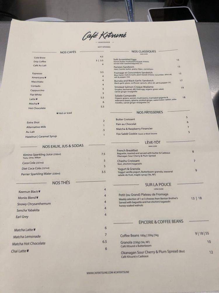 Carta De Caf Kitsun Vancouver Vancouver 157 Water St