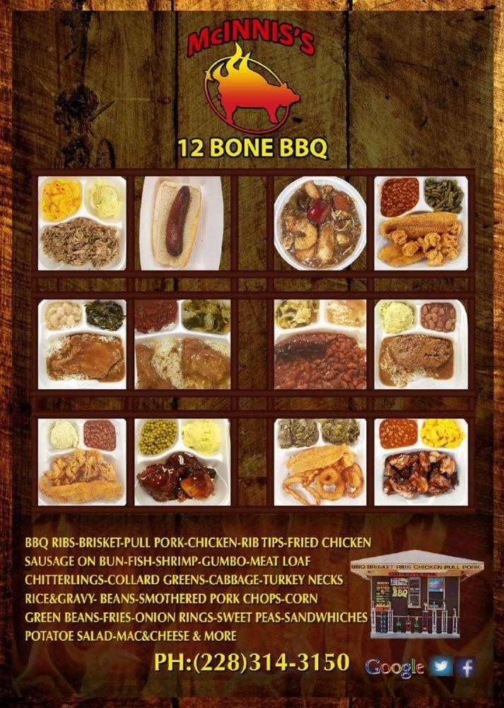 Menu at McInnis's 12 Bone BBQ, Gulfport