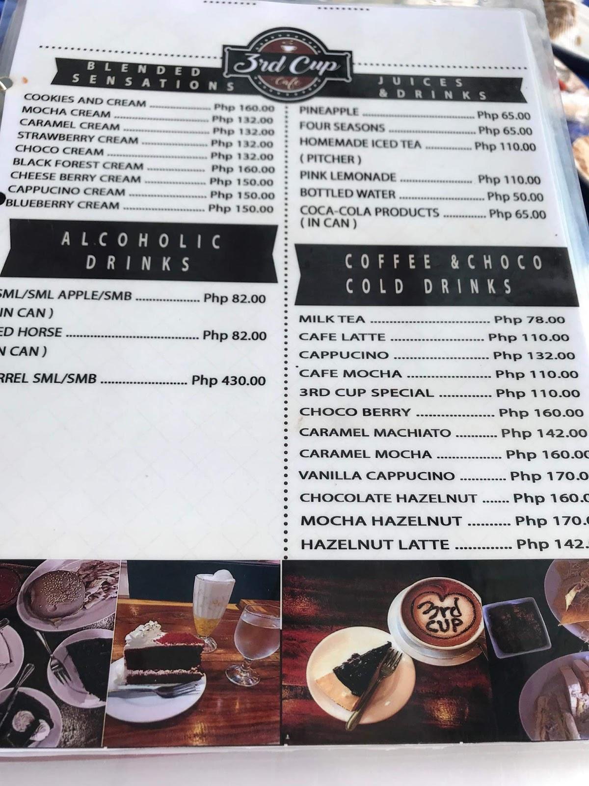 Menu at 3rd Cup Cafe, Zamboanga, W39R+XWG