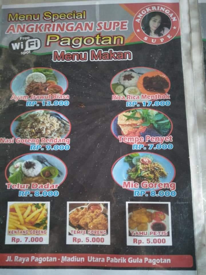 Menu at Angkringan Supe cafe, Madiun