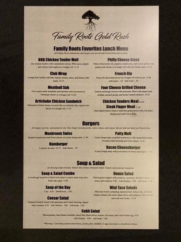 Menu at Family Roots Restaurant & Catering, Helena