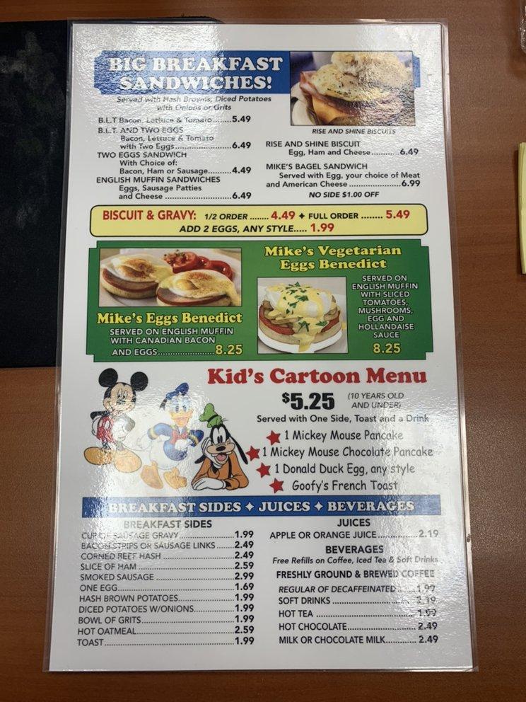 Menu at The Original Mike's Grill steakhouse, Bartow