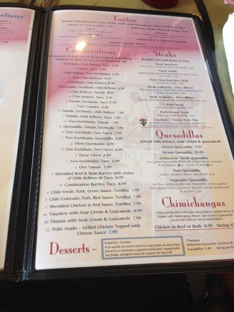 Menu at Letty's Mexican Restaurant, Gassville
