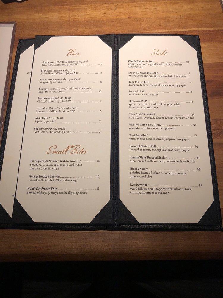 Menu at Houston's steakhouse, Irvine