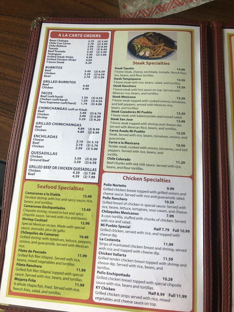 Menu at Mi Pueblo restaurant, Danville, 140 Stanford Ave