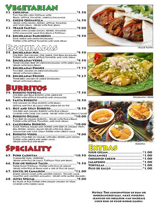 Menu At El Rio Mexican Restaurant’s, Marianna, Optimist Dr