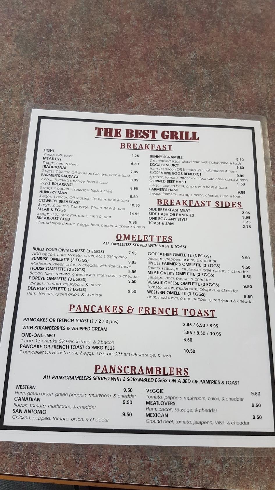 Menu at The Best Grill restaurant, Langley Township