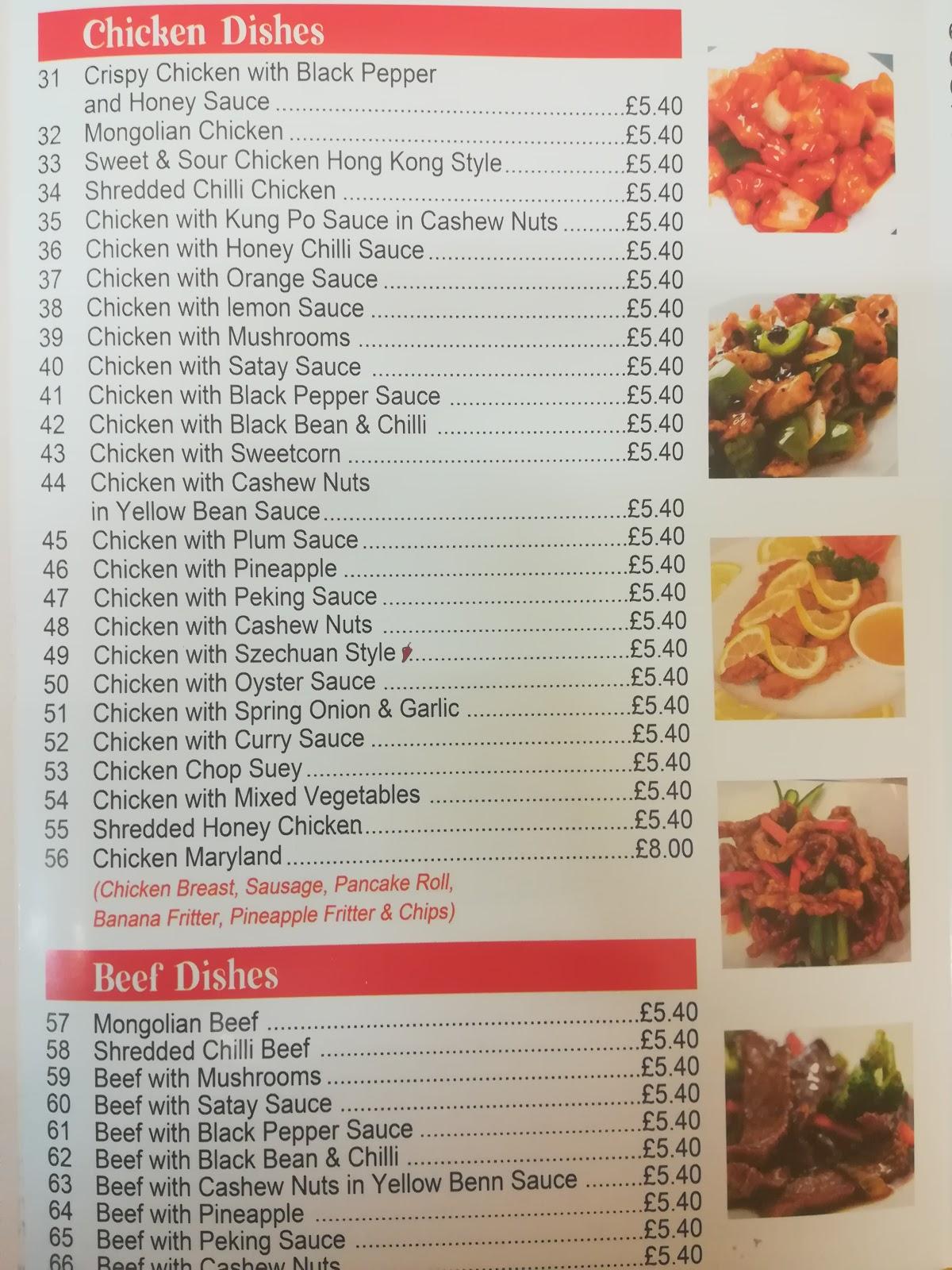 Menu at Kungfu Panda, Fochabers