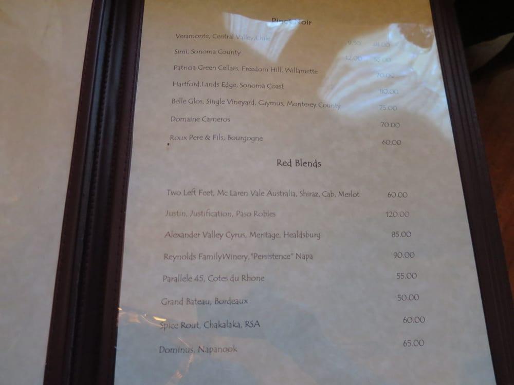 Menu at Mabry House restaurant, Shreveport