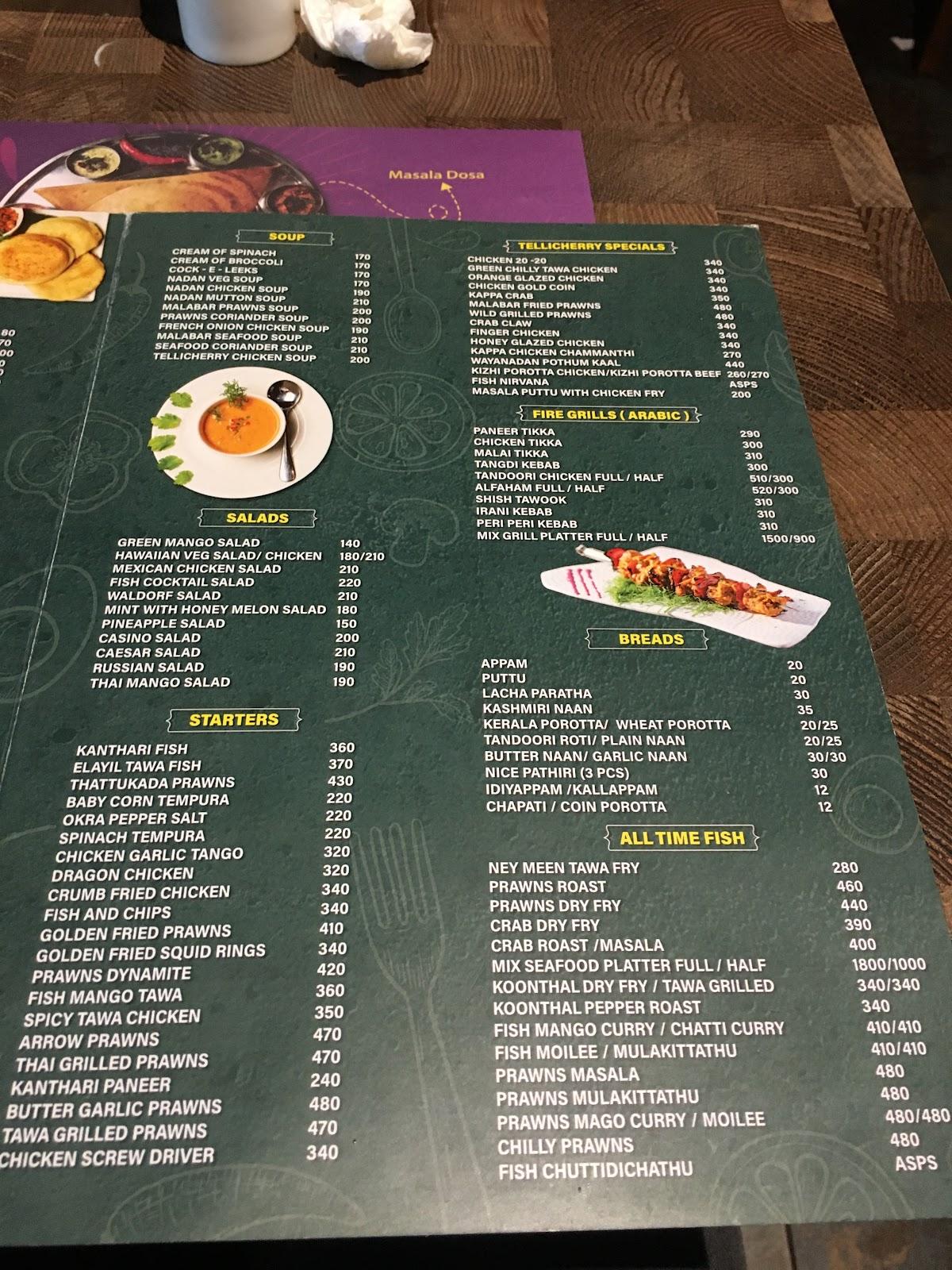 Menu at Tellicherry Kitchen, Kochi, Madathikunnel Complex