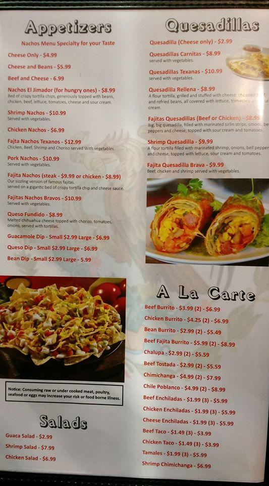 Menu at El Jimador Mexican Cuisine desserts, Hammond