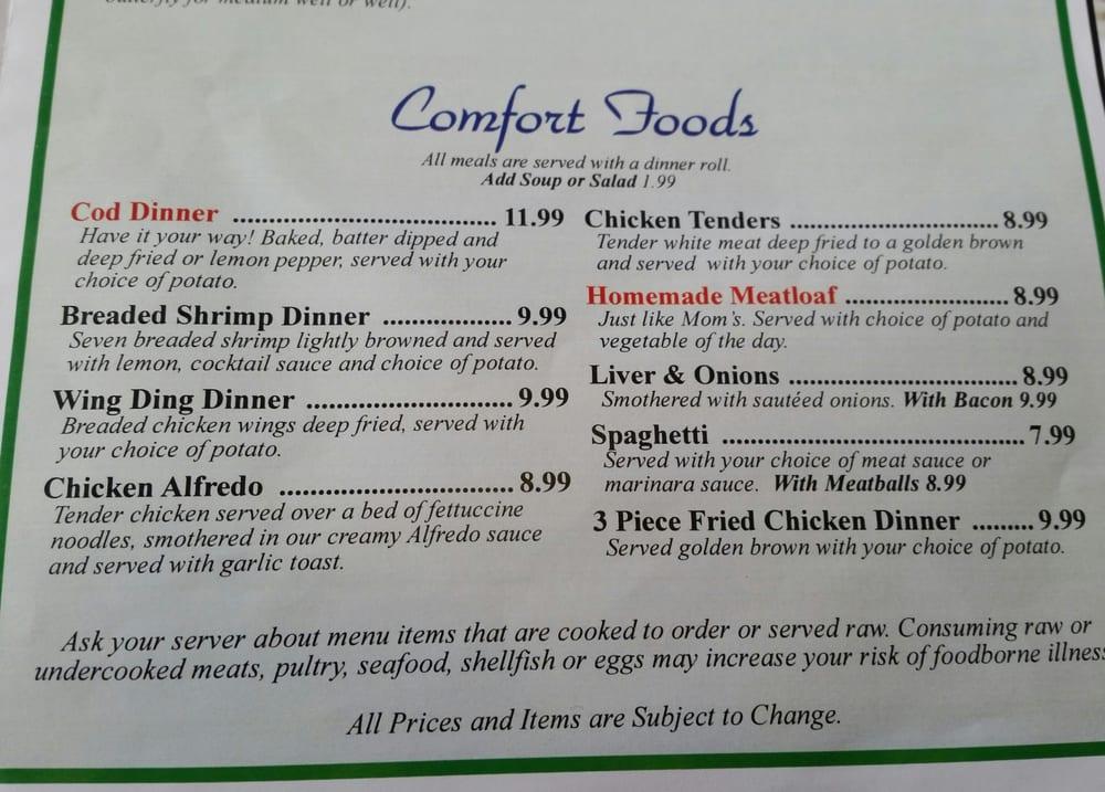 Menu at J W Filmore's Family Restaurant, Petoskey