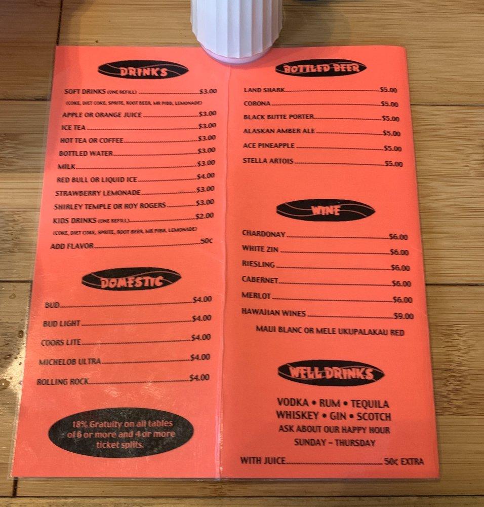 Menu at Big Kahuna pub & bar, Seaside