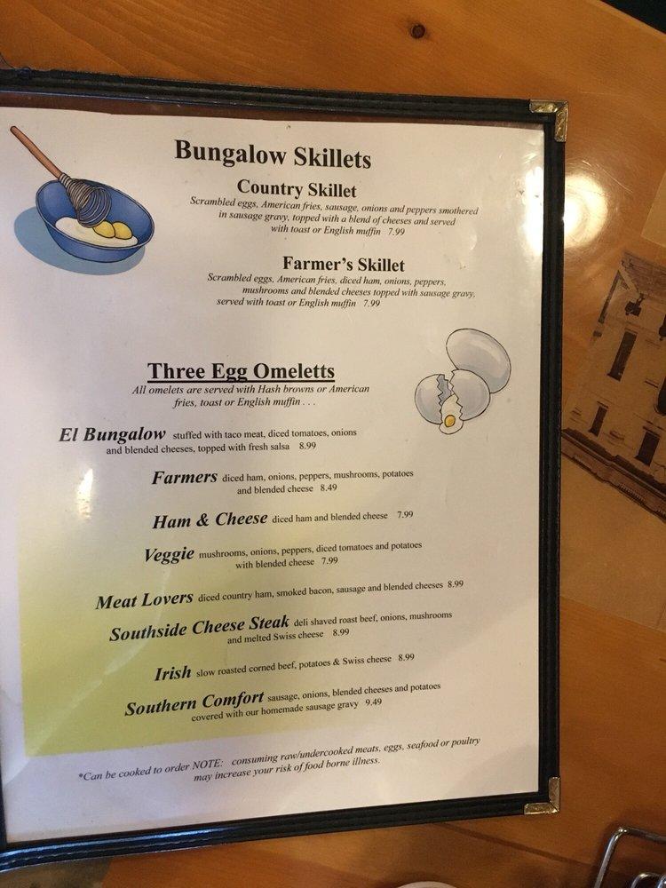 Menu at Bungalow Inn steakhouse, Manistee