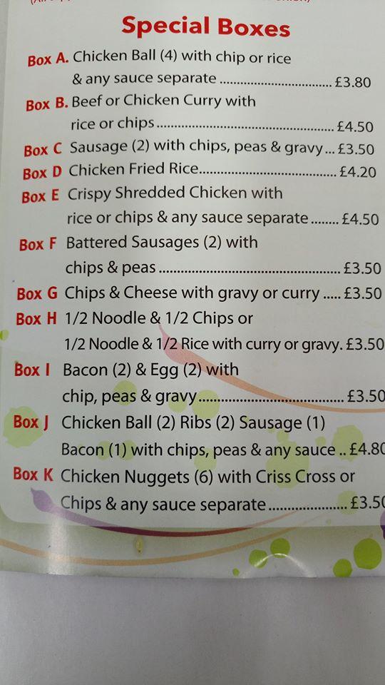 Menu At Circle K Chinese Takeaway Restaurant Larne