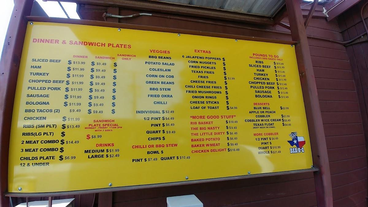 Menu at Texas Pit BBQ, Saginaw, 324 S Saginaw Blvd