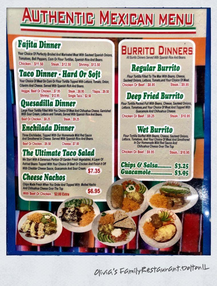 Menu at Olivia's Family Restaurant, Dolton