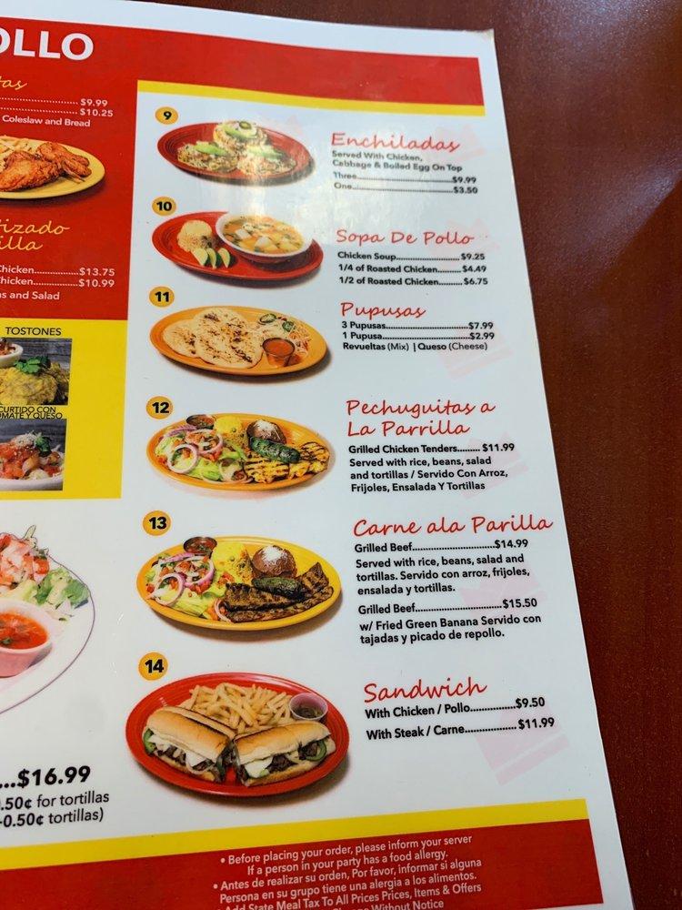 Menu at Pollo Royal restaurant, Revere, 529 Broadway