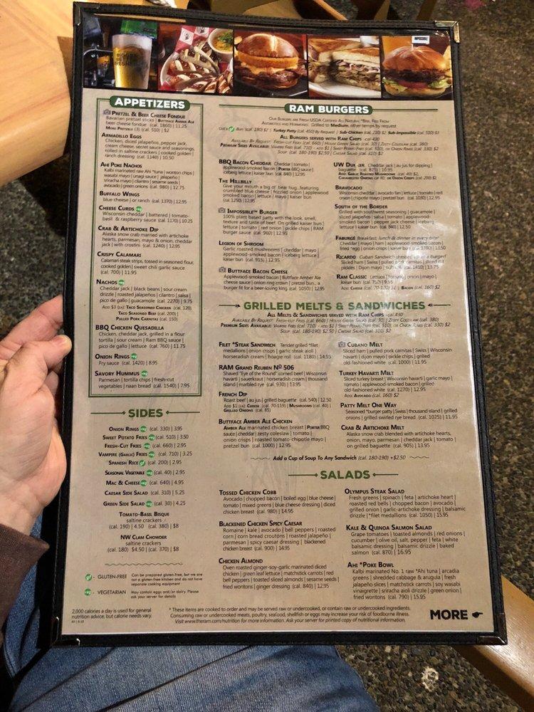Menu at RAM Restaurant & Brewery,