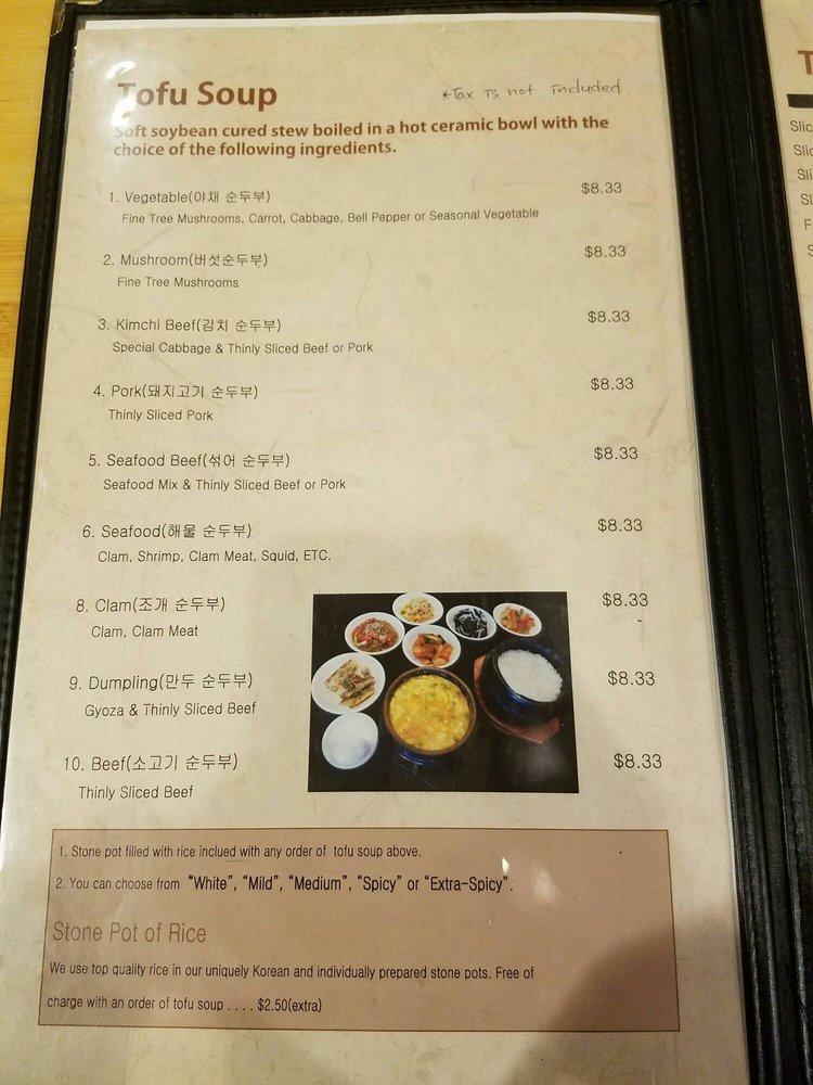 Menu at Tofu Hut BBQ, Las Vegas, W Spring Mountain Rd