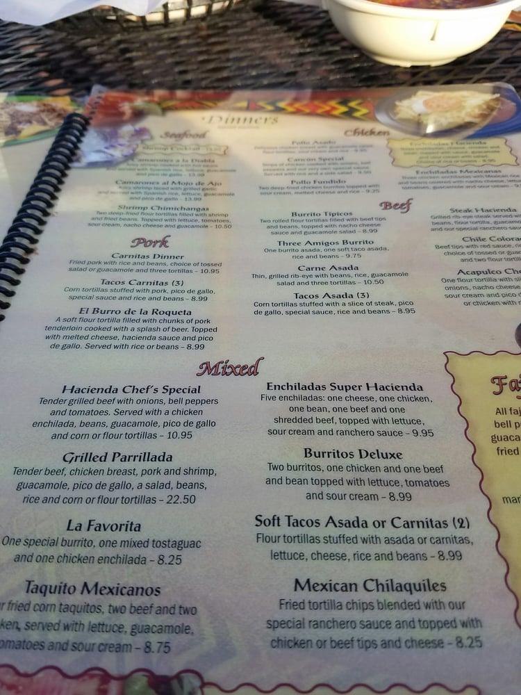 Menu at La Hacienda Mexican Restaurant, Indianapolis, Graham Rd