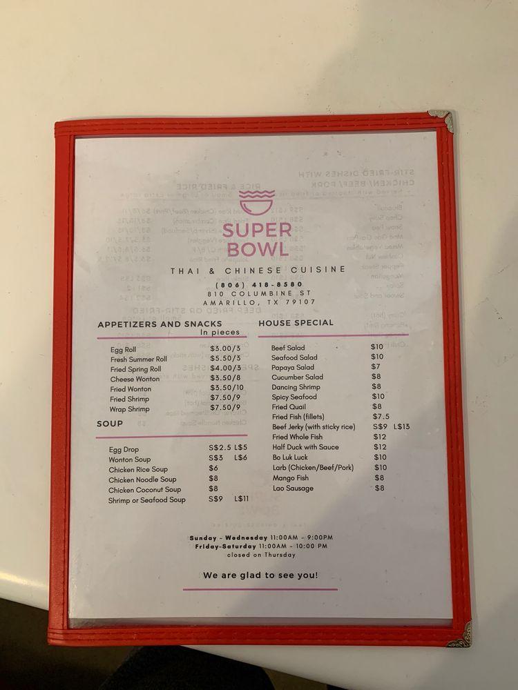 super bowl noodle menu