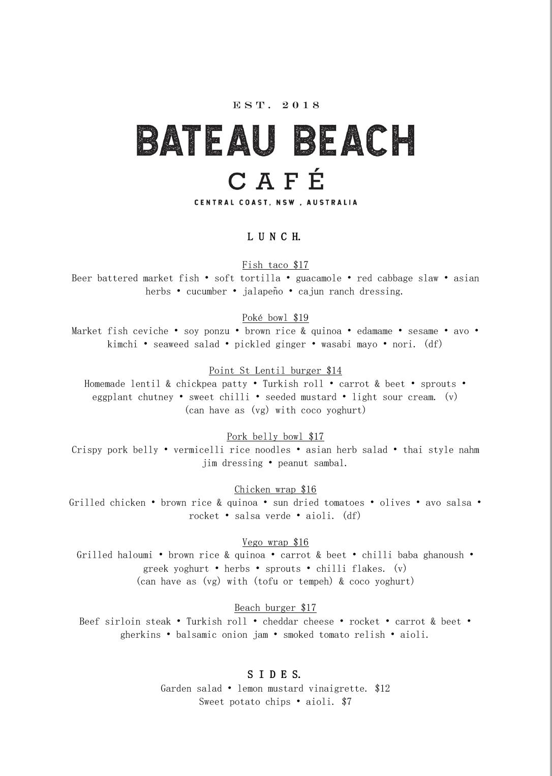 Rfbe Bateau Beach Cafe Menu 2022 10 
