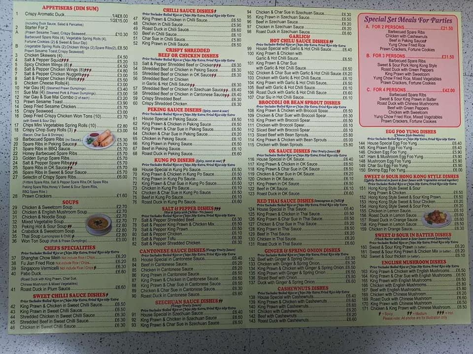 Menu At Penwortham Chop Suey House Fast Food, Preston