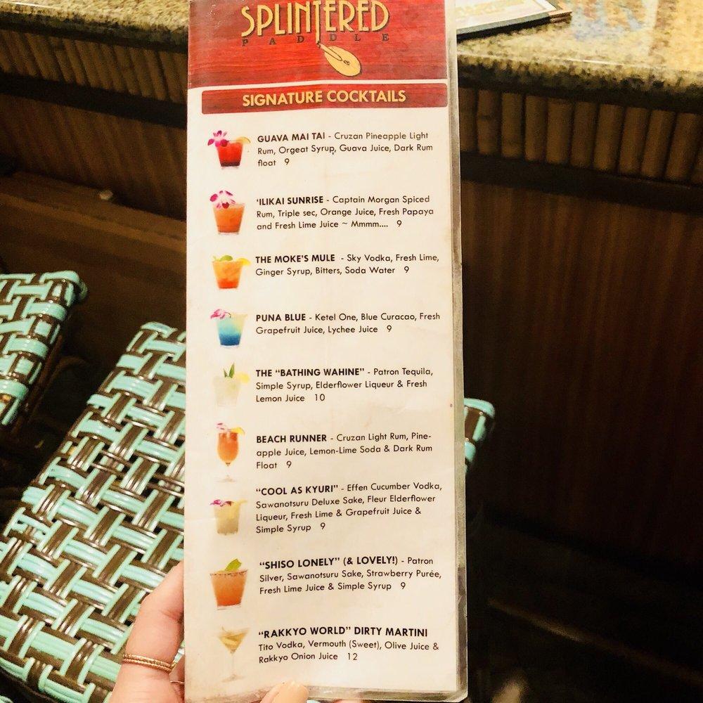 Menu at Cinnamon's at the 'Ilikai pub & bar, Honolulu