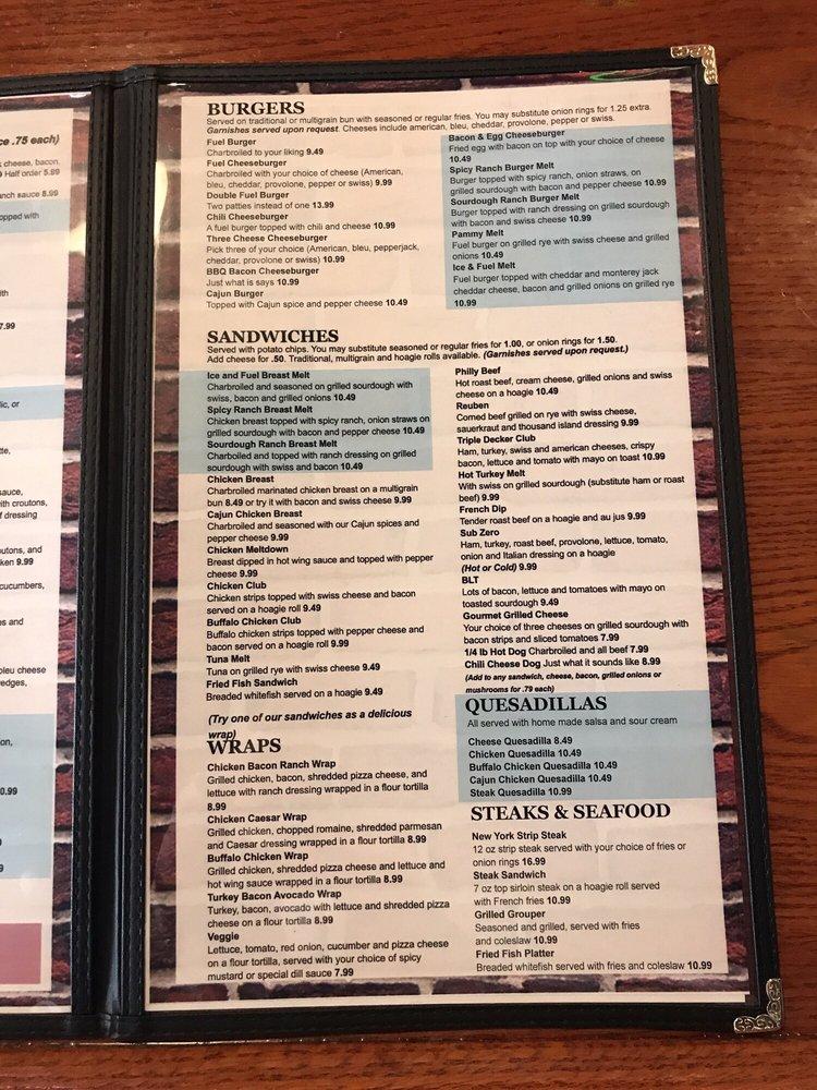 Menu at Kirkwood Ice & Fuel Co pub & bar, Kirkwood, 215 N Kirkwood Rd