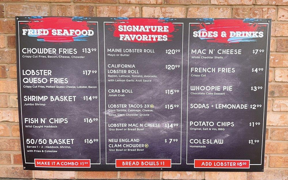 Menu at Wicked Maine Lobster restaurant, Carlsbad