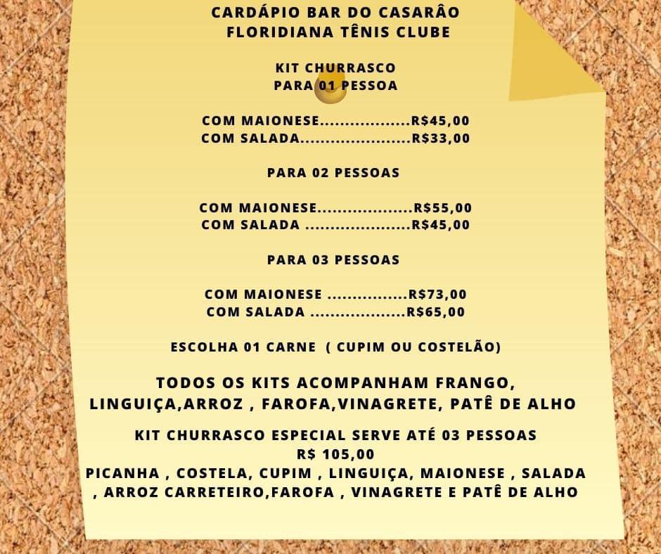 Bar do Casarao cardápio