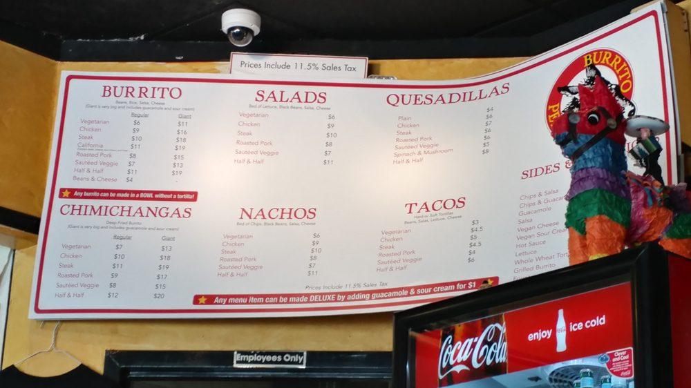 Menu at Burrito Perdido restaurant, Chesapeake