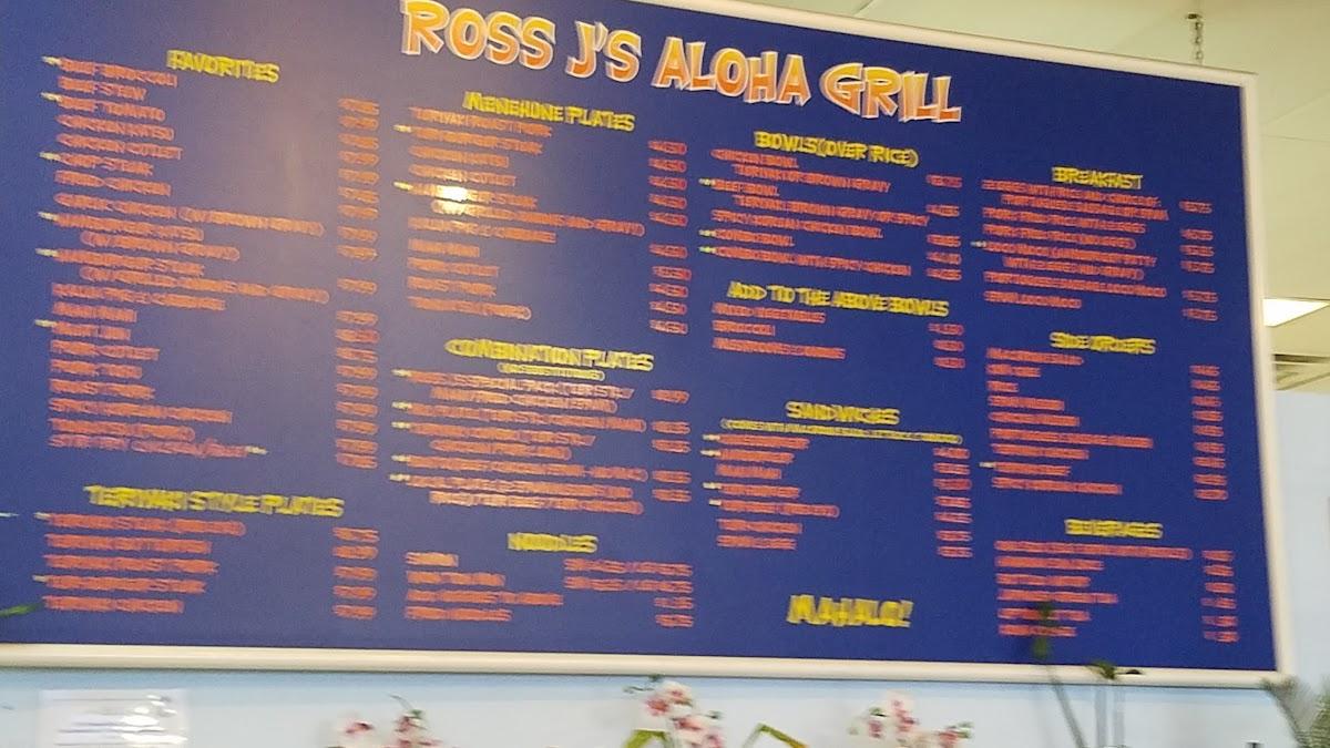 Menu at Ross J's Aloha Grill restaurant, Henderson, Sunset Rd