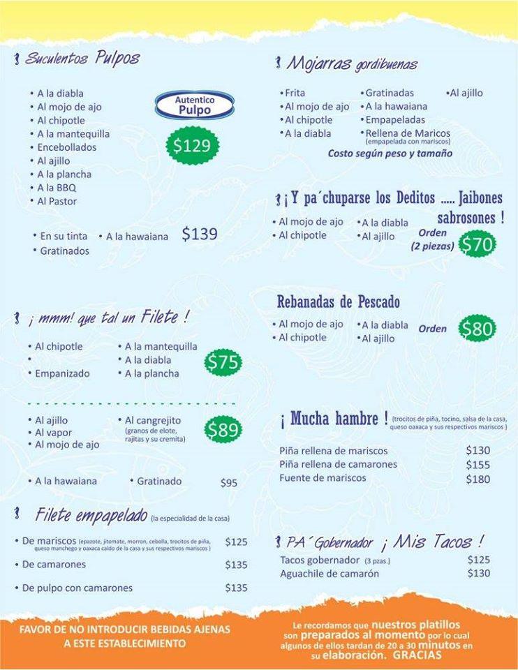 Carta del restaurante La Trucha Guapachosa Ciudad del México Av Sur Planta baja