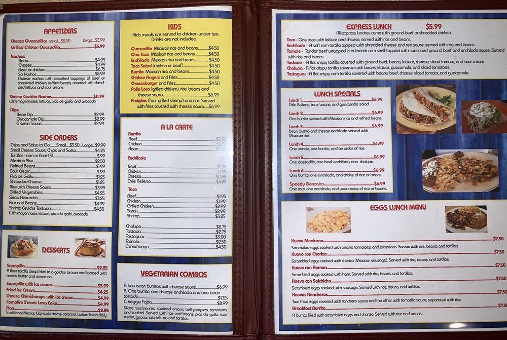 Menu at Sol Del Mar Mexican Bar and Grill, Tuscola