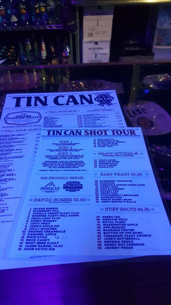 Menu at Tin Can Bar, Kalamazoo