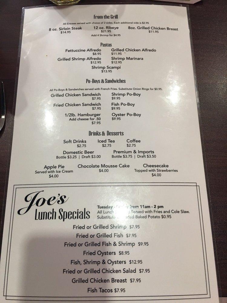 Menu at Joe's Oyster Bar & Grill, Rosenberg