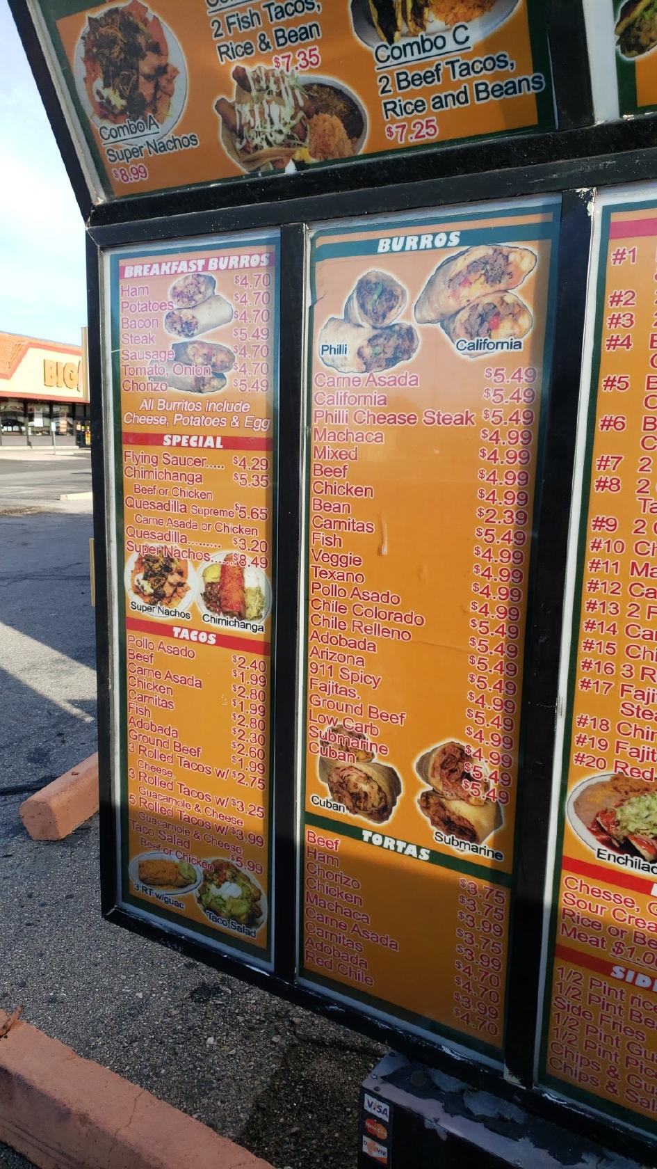 Menu at Los Beto's Mexican Food restaurant, Tucson, 9495 E Golf Links Rd