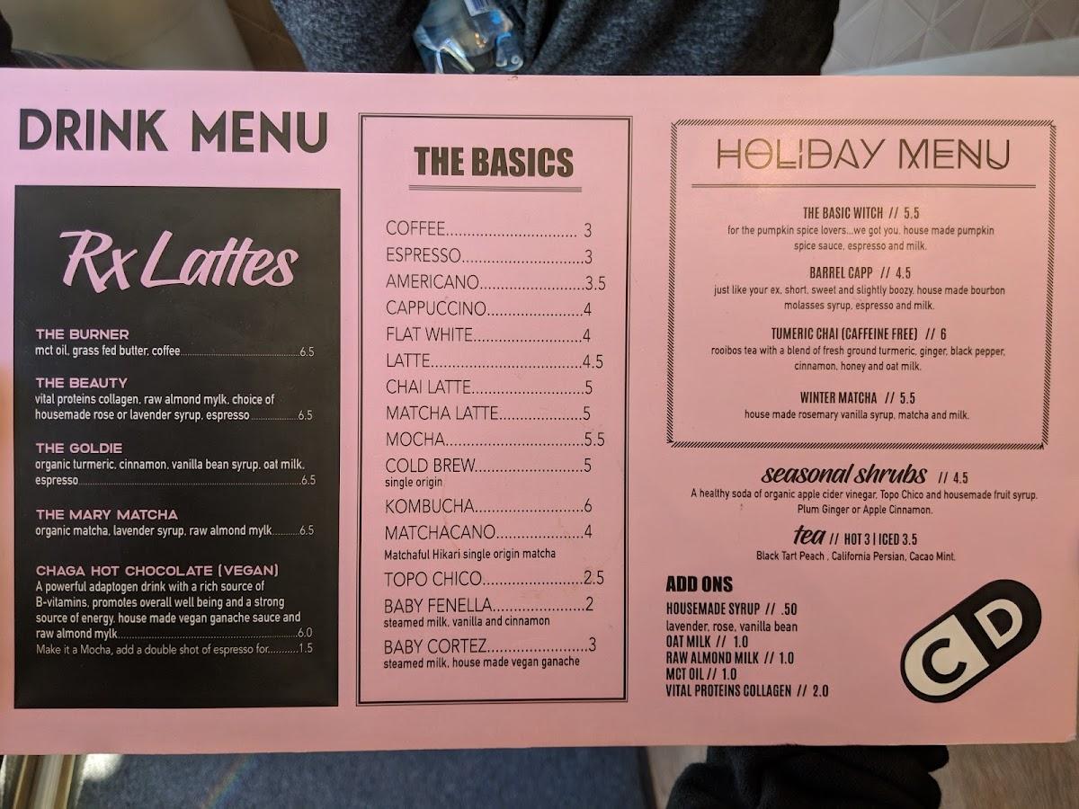 Menu at Coffee Dose pub & bar, Costa Mesa, Irvine Ave suite e