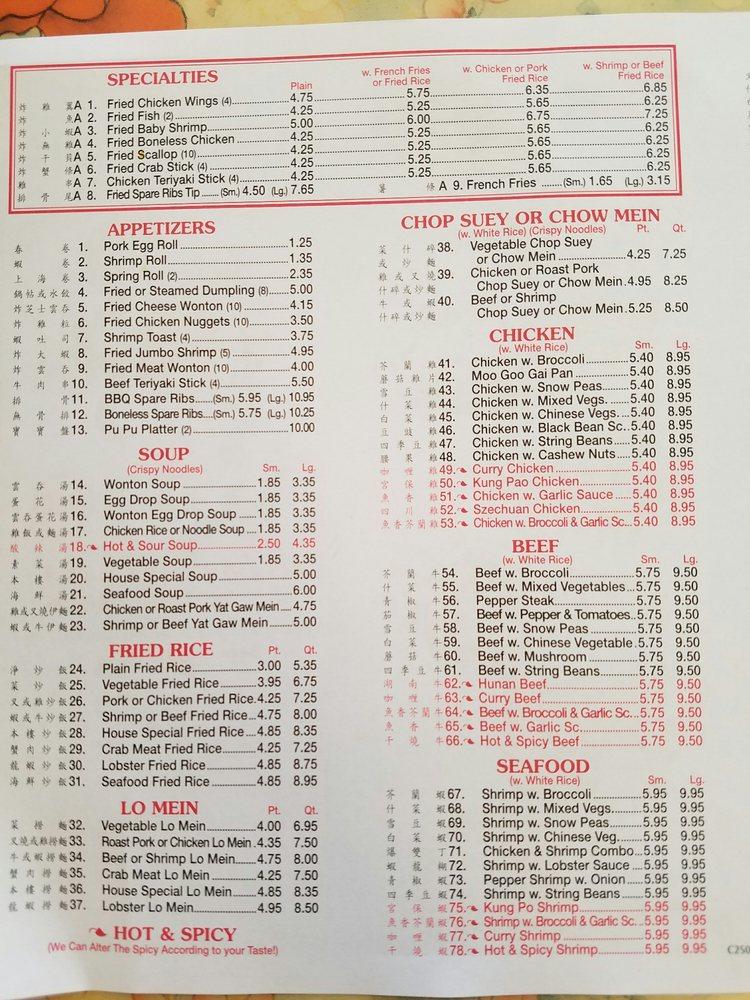 Menu at China Wok restaurant, Milton